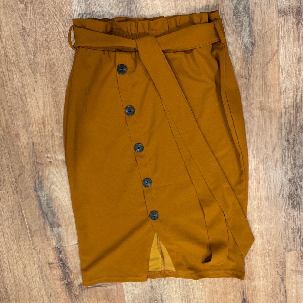 SHEIN Mustard Yellow Orange Paperbag Skirt size small